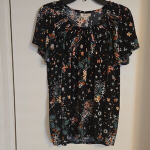 Style & Co. Black Floral Blouse